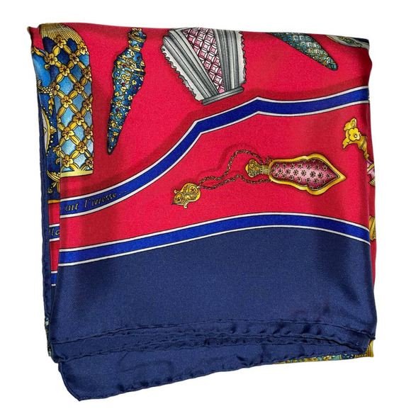 Hermès HERMES Silk Scarf 90cm Qu Importe Le Flacon  Blue Scarf 35" - Picture 9 of 16